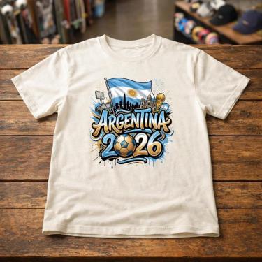 Imagem de Camisa Masculina Argentina Futebol Estampa Bandeira Torcida Urbana Camiseta Malha Confo...