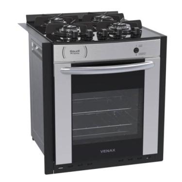 Imagem de Fogão De Embutir 4 Bocas Venax Gaudi Prisma Vítreo Bl Inox A Gás Forno