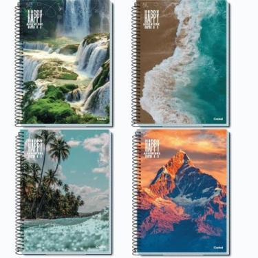 Imagem de Kit 4 Cadernos Espiral Capa Dura 1 Matéria - 80 Folhas - Happy Adventu