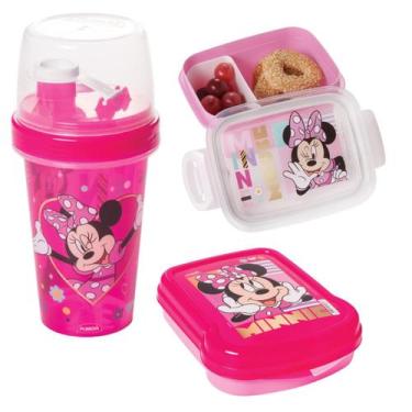 Imagem de Kit Lancheira Escolar 3 Pçs Plasutil Garrafa Shakeira Sanduicheira Pot
