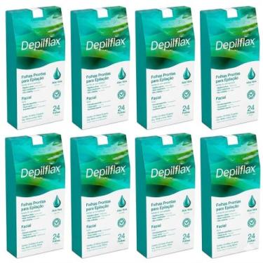 Imagem de 8CX Folhas Prontas Faciais Depilflax Aloe Vera C/24 Unidade - Lilabell