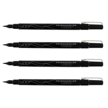 Imagem de Caneta Marcadora Prismacolor Premier Ponta Pincel Preta Kit com 4