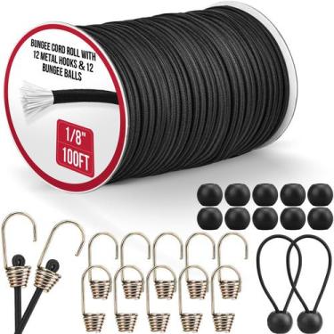 Imagem de Rolo de Corda Elástica NXPPYY 3mm x 30m com 12 Ganchos e Bolas