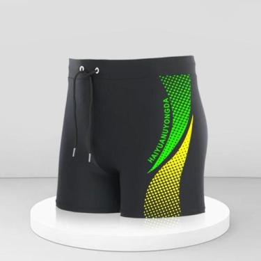 Imagem de Calções De Banho Masculinos De Secagem Rápida Com Estampa Geométrica E