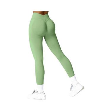 Imagem de Leggings Esportivas Femininas Com Controle De Cintura Em V E Efeito Sc