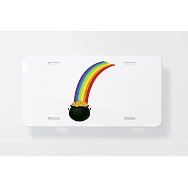 Imagem de Capa para placa de carro de arco-íris de pote de ouro - Capa para placa de carro nova para carro - Capa de moldura para placa de carro 15 x 30 cm