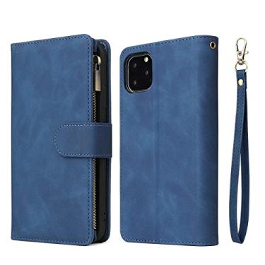 Imagem de Capa tipo carteira com zíper flip para iPhone 13 12 Miin 11 Pro Max SE 2020 Capa de couro magnético para iPhone XS XR X 6 6s 7 8 Plus, Azul, para iPhone 7plus