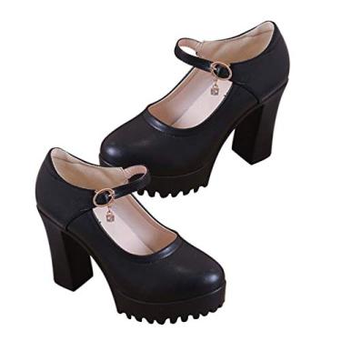 Imagem de 1 Par sapatos kawaii vestido formal feminino salto alto saltos pretos saltos antiderrapantes calçado feminino boca rasa sapatos Mary Jane sapatos de desempenho