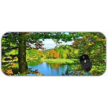 Imagem de Mouse pad grande profissional XXG Earth Fall Foliage Lake Tree Long Extended Mousepad Mesa
