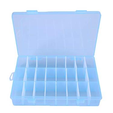 Imagem de Armazenamento de organizador de caixa de joias, 24 grades Divisor de joias de plástico ajustável Recipiente destacável Contas Brincos Estojo de armazenamento (Azul)