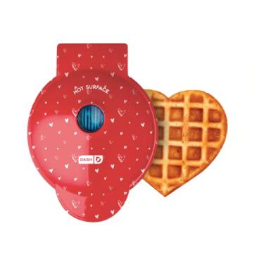 Imagem de DASH Mini máquina para waffles individuais, hash browns, chaffles Keto com superfícies antiaderentes fáceis de limpar, 10 cm, coração vermelho do amor