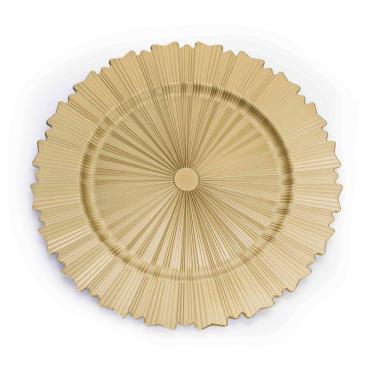 Imagem de Sousplat de Plástico Dourado com Relevo e Recortes Lateral 33 cm - D`Rossi