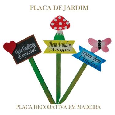 Imagem de Kit 3 Placas Frases Casa E Jardim Em Madeira Garder