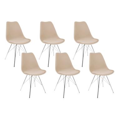 Imagem de Kit 6 Cadeiras Leda Estofada Eames Tower Cromado