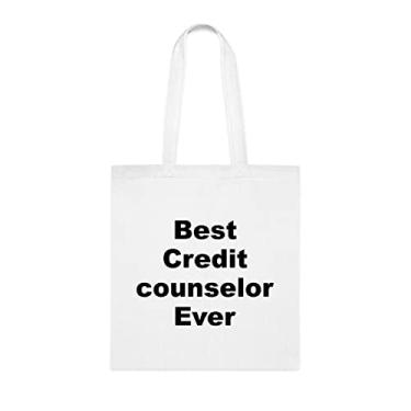 Imagem de Bolsa tote de conselheiro de crédito, melhor bolsa de conselheiro de crédito, presente de conselheiro de crédito, bolsa de ombro de conselheiro de crédito, bolsas reutilizáveis de conselheiro de crédito, ideia de de Natal, Branco
