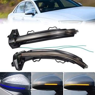 Imagem de Luzes LED dinâmicas espelhadas laterais pisca indicador para Audi A4 A5 B9 S4 S5 RS5 2017 2018 2019 (azul + amarelo)