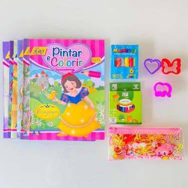 3 Revistas Princesas Disney Colorir Brincar + Lápis Massinha