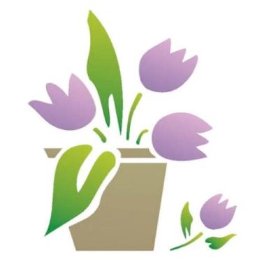 Imagem de Stencil de Acetato para Pintura OPA Simples 14 x 14 cm - 1061 Vaso Tulipas