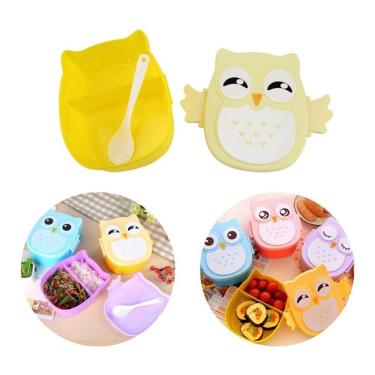 Imagem de Lancheira Infantil Marmita Coruja C/ Colher Escola Trabalho