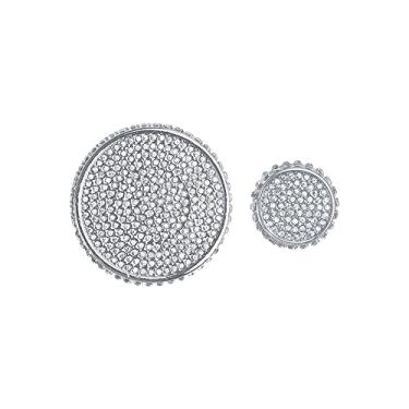 Imagem de 1797 Adesivos de tampas de volume compatíveis multimídia para acessórios Mazda Peças 3 6 CX3 CX5 CX9 MX5 Miata Covers Interior Decorações Acabamento feminino masculino Cristal Prata Pacote com 2