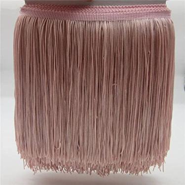 Imagem de 10 metros/lote 20 cm de largura guarnição de franja de renda borla aparamento de franja para DIY vestido latino acessórios de roupas de palco fita de renda, couro rosa, 10 metros