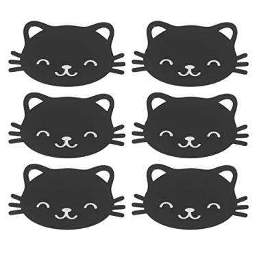 Imagem de Porta-copos Bonito Porta-copos de Silicone Bonito Dos Desenhos Animados Porta-copos de Silicone, 6 Pçs Porta-copos Dos Desenhos Animados Forma Animal Estilo Nórdico Isolamento Térmico Anti-queimadura (Gato)