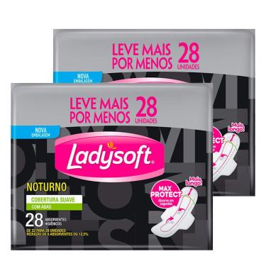 Imagem de Kit Absorvente Ladysoft Noturno Suave Com Abas -  56 Unidades
