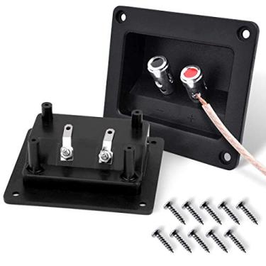 Imagem de Kalevel 2 peças, caixa de alto-falante com mola de 2 vias, terminal de encadernação pós-encadernação, conector de subwoofer, terminal de mola de empurrar 3,6" x 3,1" quadrado para DIY carro doméstico estéreo com parafusos de bônus