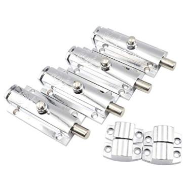 Imagem de LBY 4 pçs 3,46" Fechadura de parafuso de barril de liga de zinco com trava de mola e janela, trava de metal com parafuso, trava de mola carregada, liga de zinco