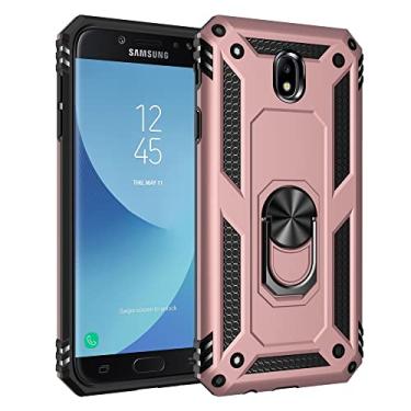 Imagem de Capa de celular para Samsung Galaxy J7 Pro/J730/J7 2017 Capa de celular e suporte, com capa de suporte magnético, proteção resistente à prova de choque para Samsung Galaxy J7 2017 (cor: ouro rosa)