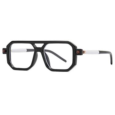 Imagem de Óculos de sol de feixe duplo vintage com gradiente para homens, lentes transparentes, rebite, óculos de sol femininos, branco transparente, tamanho único