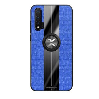 Imagem de Caso de capa de telefone de proteção Compatível com Huawei Nova6 (4G) Case, com Magnetic 360° Kickstand Case, Multifuncional Case Cloth Textue Shockproof TPU Protective Heavy Duty Case (Color : Blue
