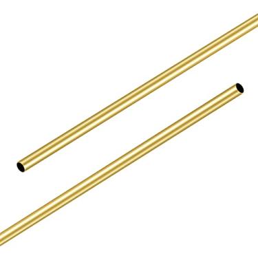 Imagem de Aopin Tubo redondo de latão com tubo de cobre com identificação de 2 mm / 2/25 polegadas x diâmetro externo 4 mm / 4/25 polegadas tubo reto sem costura - 300 mm / 1 pé/10 polegadas, comprimento para linha de freio, 2 peças