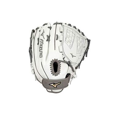 Imagem de Mizuno GPE1250F1 Mizuno Prime Elite Pitcher/Outfield Fastpitch Luva de softball, 31,7 cm, arremesso para a mão direita, branco-cinza
