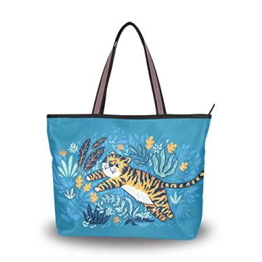 Imagem de Bolsa de ombro com alça superior fofa de tigre pulando bolsa de ombro para mulheres, Multicolorido., Large