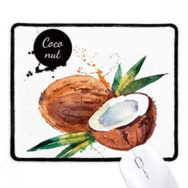 Imagem de Mousepad de borracha para jogos Coconut Fruit Tasty Healthy Watercolor com borda costurada
