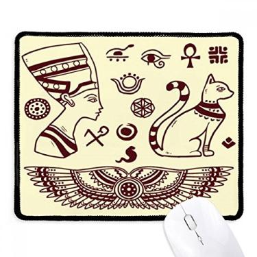 Imagem de Egypt Abstract Pharaoh Mouse pad preto padrão gato borda costurada tapete de borracha para jogos