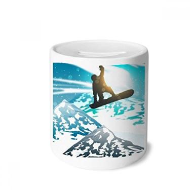 Imagem de DIYthinker Esquis de esqui de inverno em aquarela caixa de dinheiro caixa de cerâmica porta-moedas presente de cofrinho