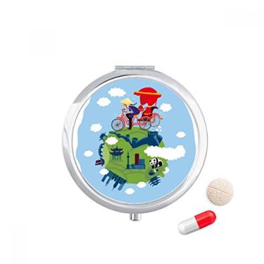 Imagem de Caixa de comprimidos chinesa The Great Wall Art de bolso para remédios e armazenamento de remédios