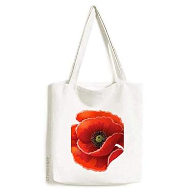 Imagem de Bolsa de lona com pintura de flor vermelha Big Corn sacola de compras casual bolsa de mão
