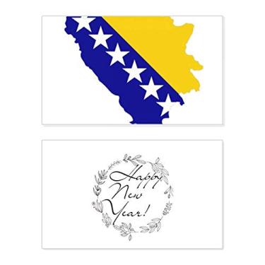 Imagem de Mapa da Bósnia e Herzegovina com a bandeira nacional de ano novo festival, cartão de felicitações, mensagem de abençoar presente