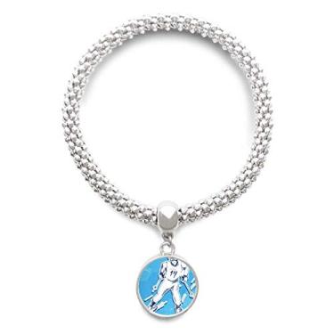 Imagem de DIYthinker Pulseira de prata para esportes de inverno snowboard com ilustração de contes e pingente de corrente ajustável