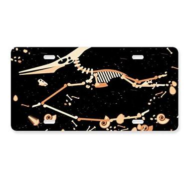 Imagem de DIYthinker Placa de licença em formato de osso de dinossauro, decoração em aço inoxidável para automóvel