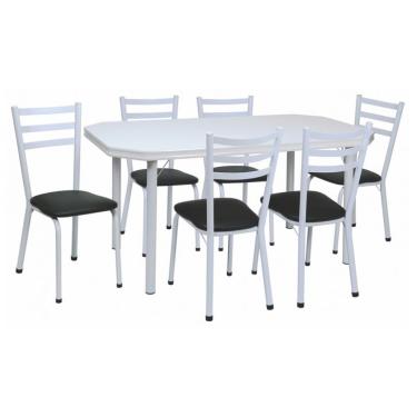 Imagem de Conjunto de Mesa de Jantar com 6 Cadeiras Beatriz Preto e Branco