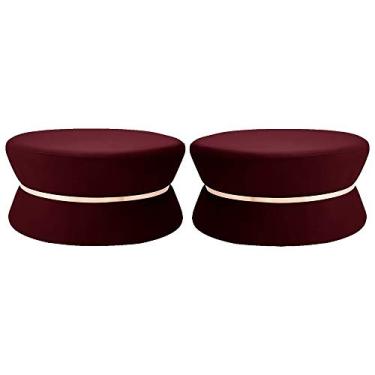 Imagem de Kit 02 Puffs Decorativo Sala de Estar 95cm Dhaka Veludo Vinho - Gran Belo