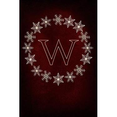 Imagem de W: Monogram Initial Notebook Journal with Magical Snowflake Red Cover