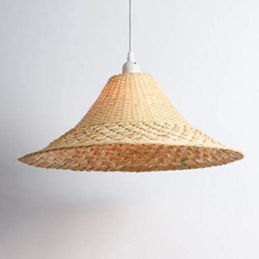 Imagem de Retro Chinês Criativo Feito À Mão Chapéu De Palha Forma Bambu Vime Rattan Onda Sombra Pingente Luminária Rústico Vintage Japonês Lâmpada Suspensão Casa Mesa De Jantar Interior Sala De Chá Lanterna