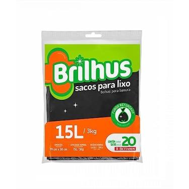 Imagem de Brilhus - Saco para Lixo Almofada com 20 Sacos de 15 Litros, Cor Preta, Bettanin