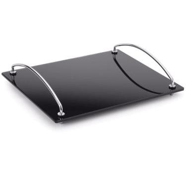 Imagem de Bandeja Multiuso 35 X 25 Cm Preta Vidro Temperado 6 Mm