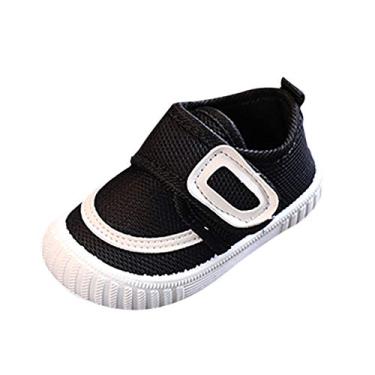 Imagem de Sapatos para meninas jovens sapatos de malha mocassins cor voando criança criança tecido cesta esportiva arco tênis de bebê, Preto, 6-9 Meses